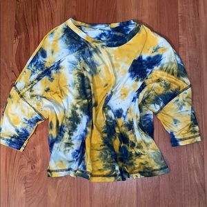 Tie Dye Bike Short Set Yellow +Blue